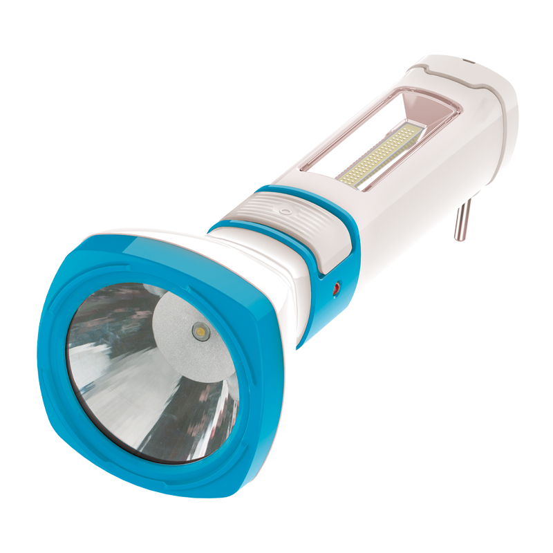 *Фонарь туристический Космос 7023 3W 1LED+COB от аккумулятора прямая подзарядка голубой (1/36/72) 