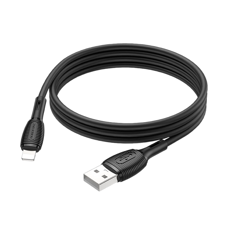 Кабель Borofone BX86 USB (m)-Lightning (m) 1.0м 2.4A силикон черный (1/360)
