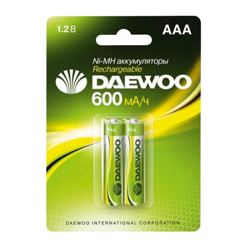 Аккумулятор бытовой Daewoo HR03 AAA BL2 NI-MH 600mAh (2/20/100)