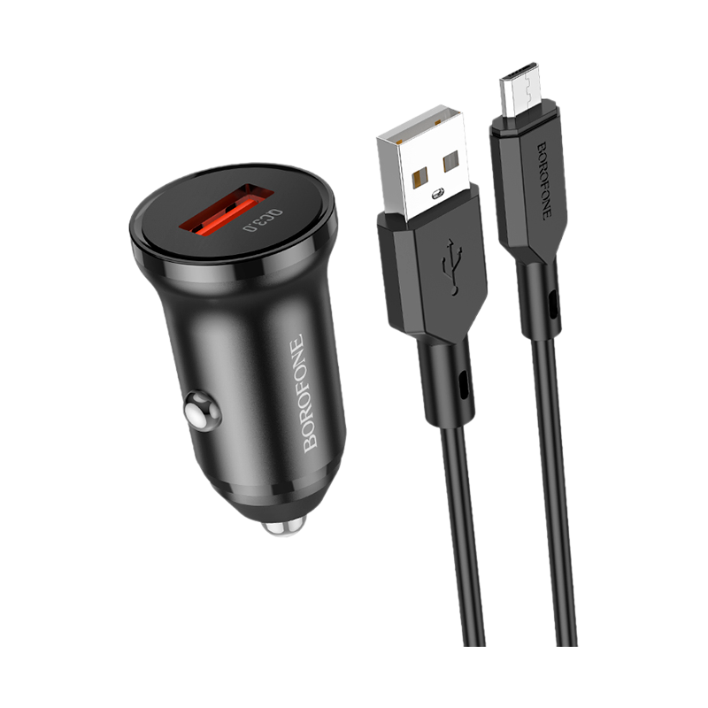Сетевое З/У Borofone BZ18 1USB 2.1A 18W QC3.0 с кабелем microUSB черный (1/48/192)
