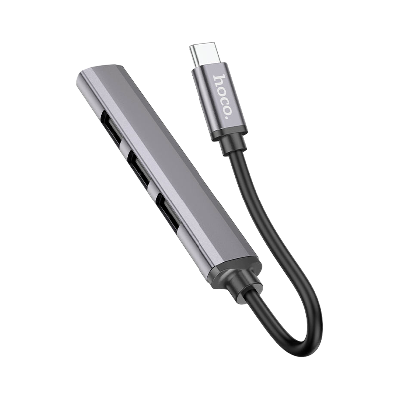 USB-Хаб HOCO HB26 4USB Type-C (m) USB3.0 серый (1/18/180)