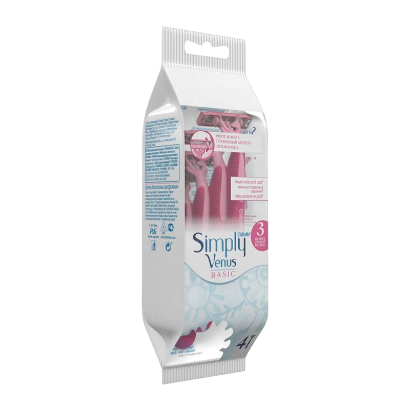 Бритва Gillette VENUS Simply Basic 3 лезвия 4шт. розовый (1/12)