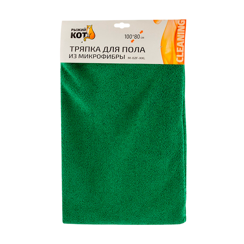 Тряпка для пола Рыжий кот M-02F-XXL 80х100см микрофибра зеленый (1/10/40)