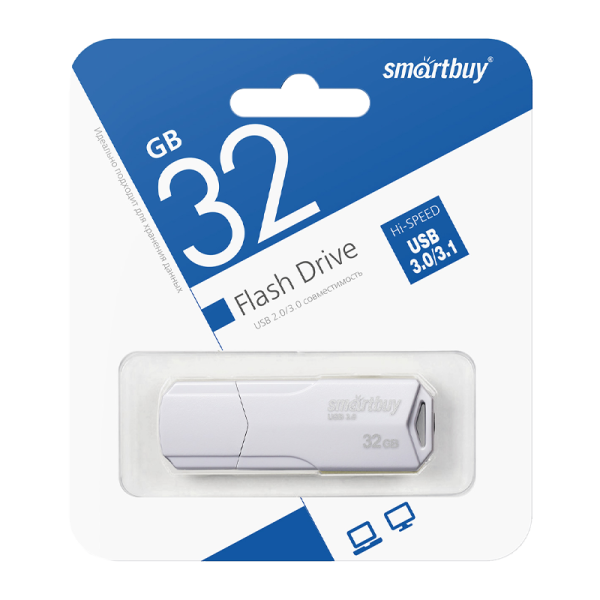 Флеш-накопитель Smartbuy Clue 32GB USB3.1 пластик белый