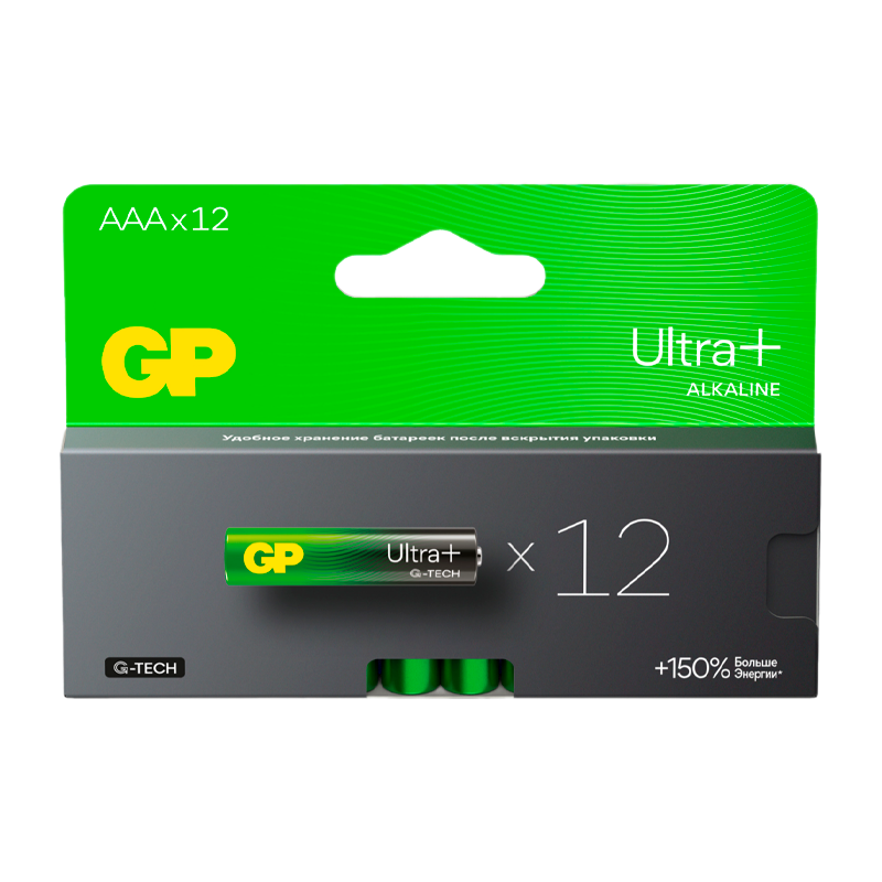 Батарейка GP ULTRA PLUS G-tech LR03 AAA BL12 Alkaline 1.5V (12/96/768)