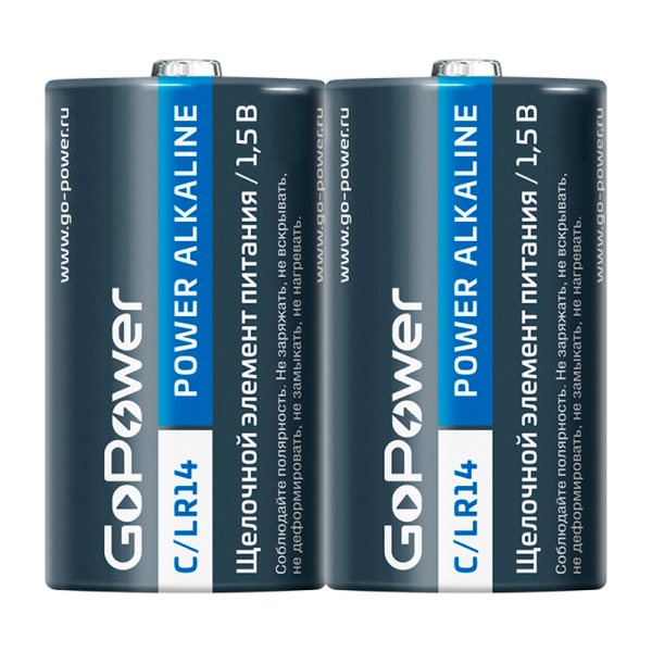 Батарейка GoPower LR14 C BL2 Alkaline 1.5V (2/12/192)