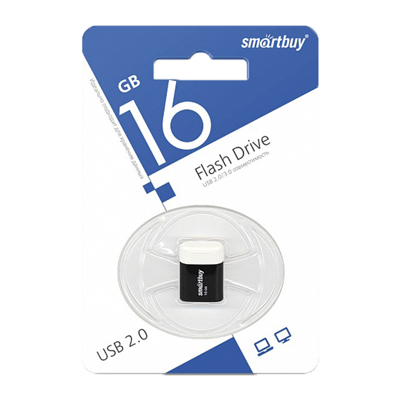 Флеш-накопитель Smartbuy Lara 16GB USB2.0 пластик черный