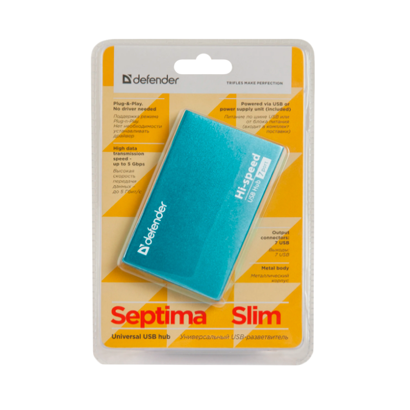 USB-Хаб Defender Septima Slim 7USB синий (1/100)