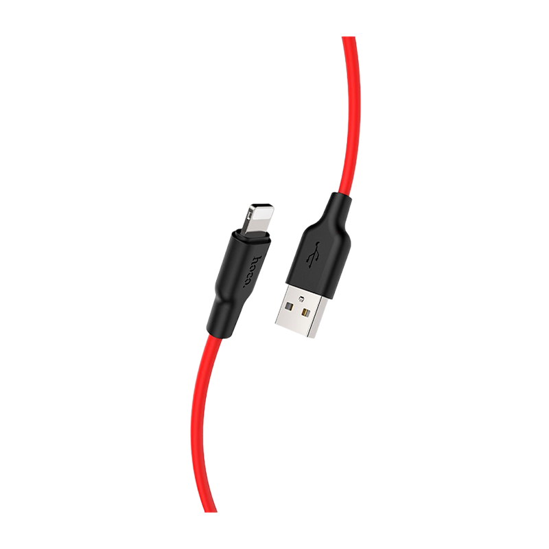 Кабель HOCO X21 Plus USB (m)-Lightning (m) 1.0м 2.4A силикон черный красный (1/28/168)