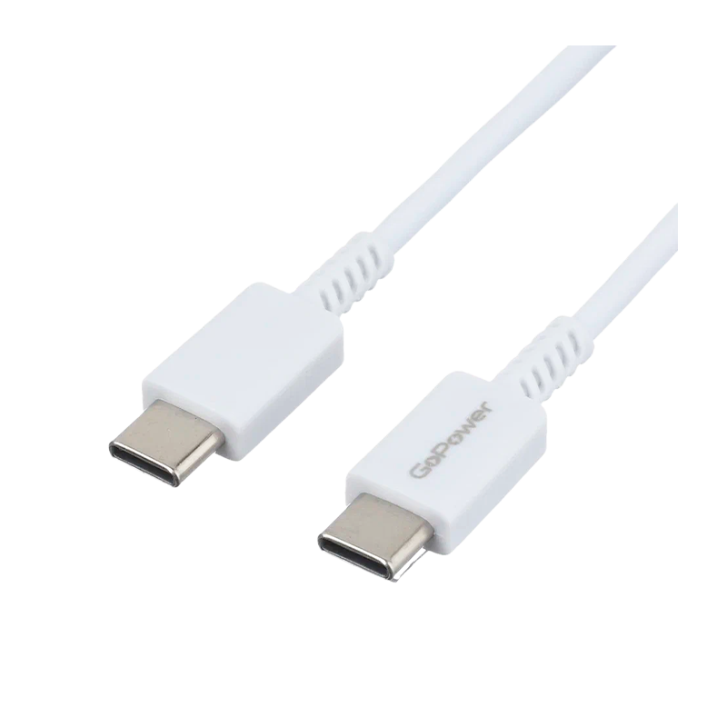 *Кабель GoPower GP20TT Type-C (m)-Type-C (m) 1.0м 100W белый (1/200/800) 