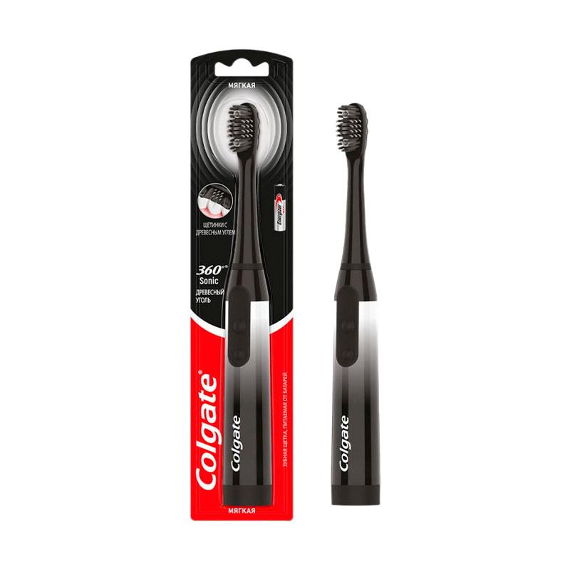 Зубная щетка COLGATE Электрическая 360 Sonic мягкая Древесный Уголь