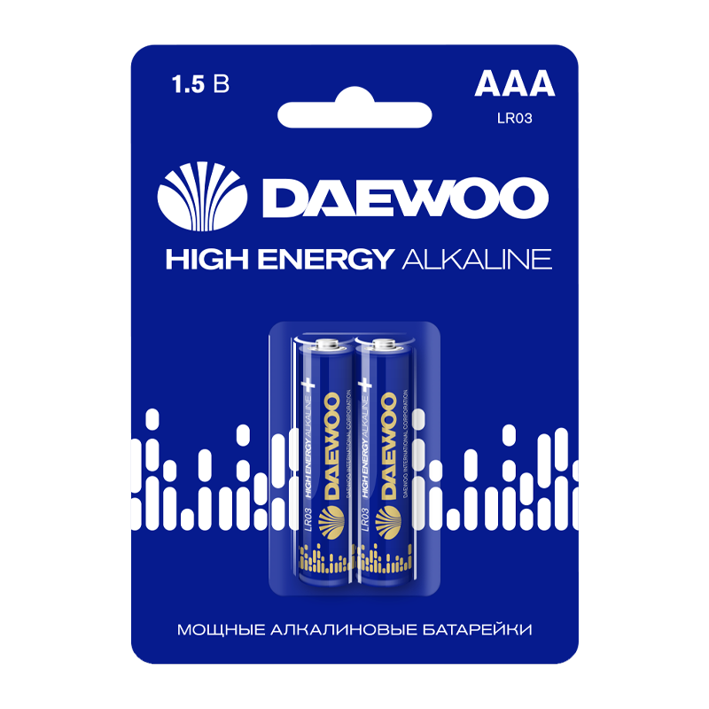 Батарейка Daewoo HIGH ENERGY LR03 AAA BL2 Alkaline 1.5V (2/20/480)