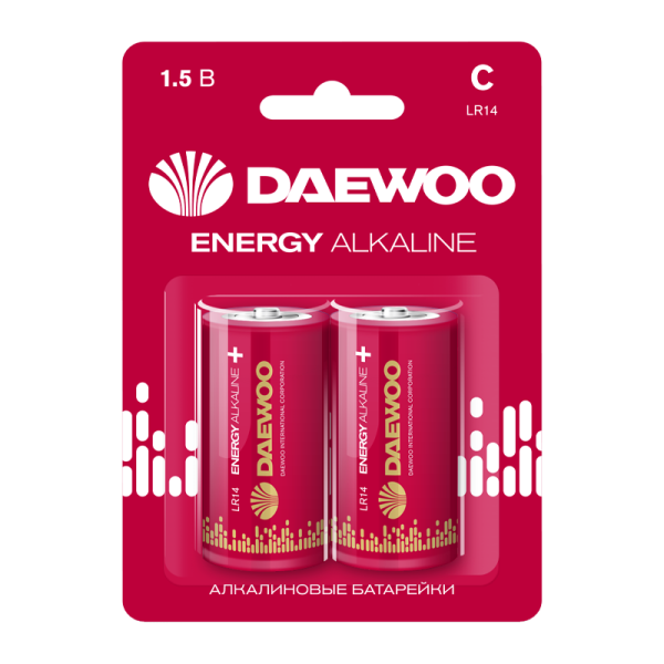 Батарейка Daewoo ENERGY LR14 C BL2 Alkaline 1.5V (2/24/192)