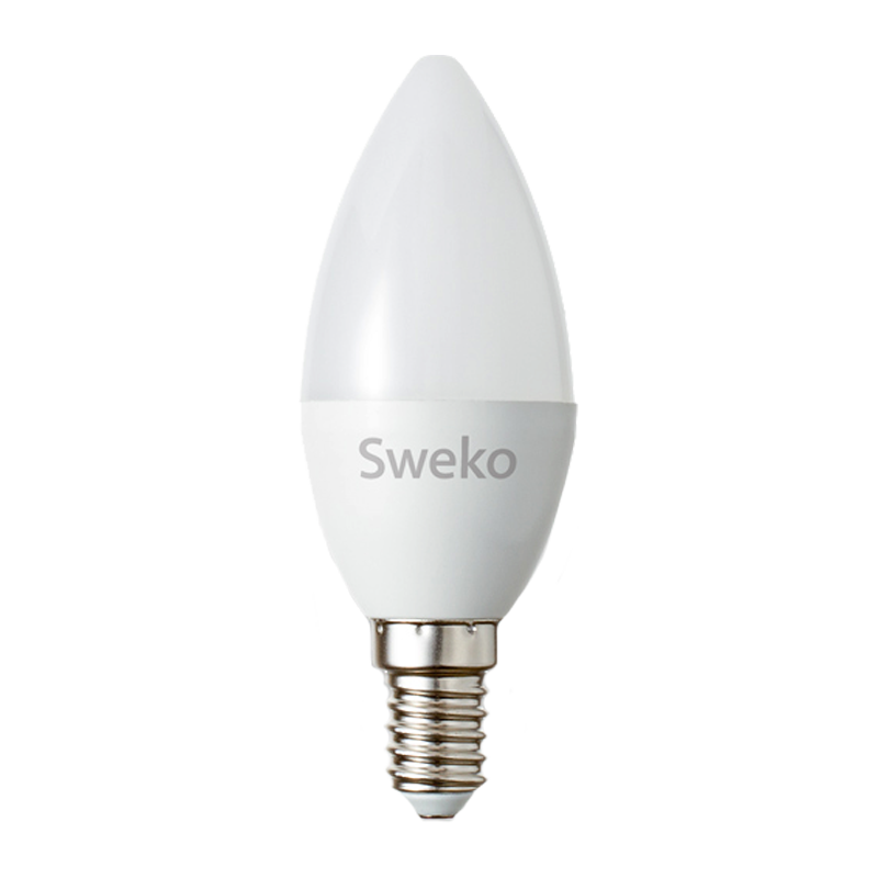 Лампа светодиодная Sweko C35 E14 7W 3000К 230V свеча на ветру (1/5/100)