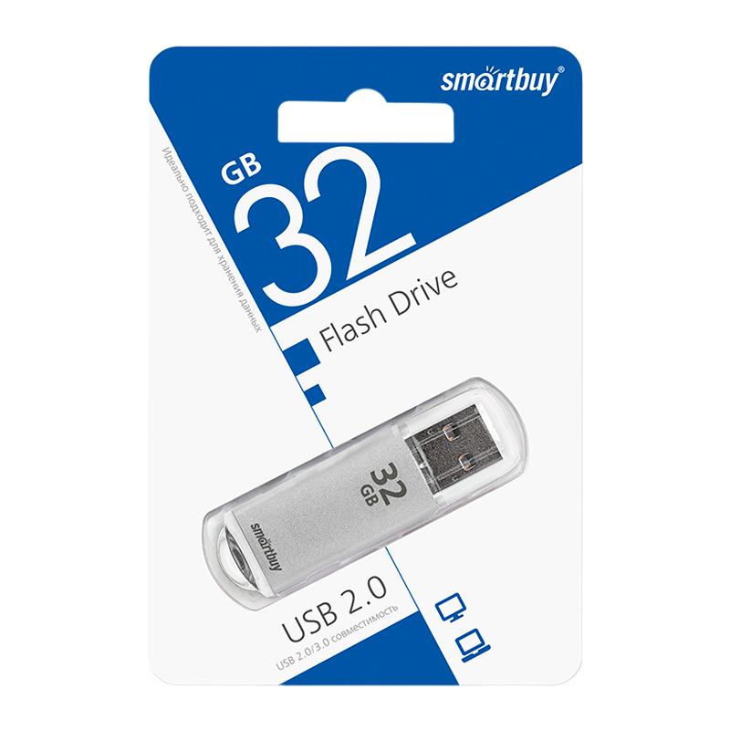 Флеш-накопитель Smartbuy V-Cut 32GB USB2.0 пластик серебряный