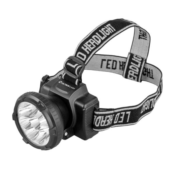 Фонарь налобный Ultraflash LED5363 1.2W 9LED от аккумулятора 2 режима черный (1/5/100)