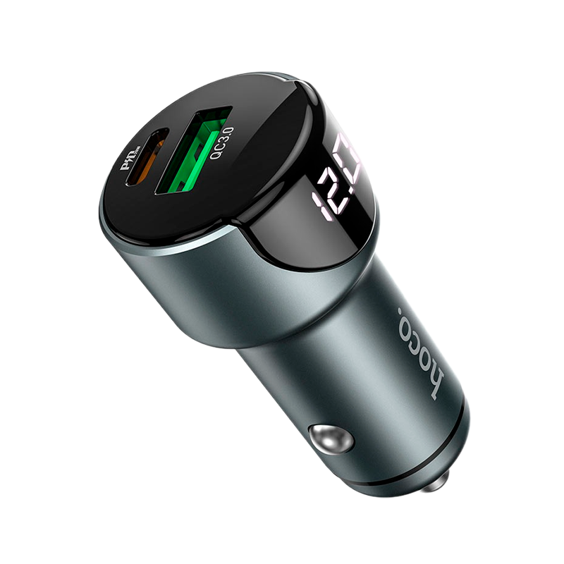 Автомобильное З/У HOCO Z42 1USB/Type-C 3.0A 20W серый (1/12/120)
