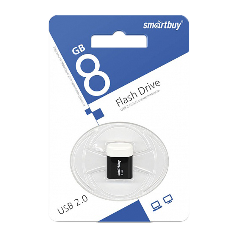 Флеш-накопитель Smartbuy Lara 8GB USB2.0 пластик черный