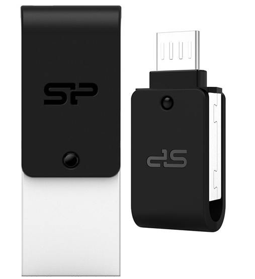 Флеш-накопитель Silicon Power Mobile X21 16GB USB2.0 microUSB (m) металл черный