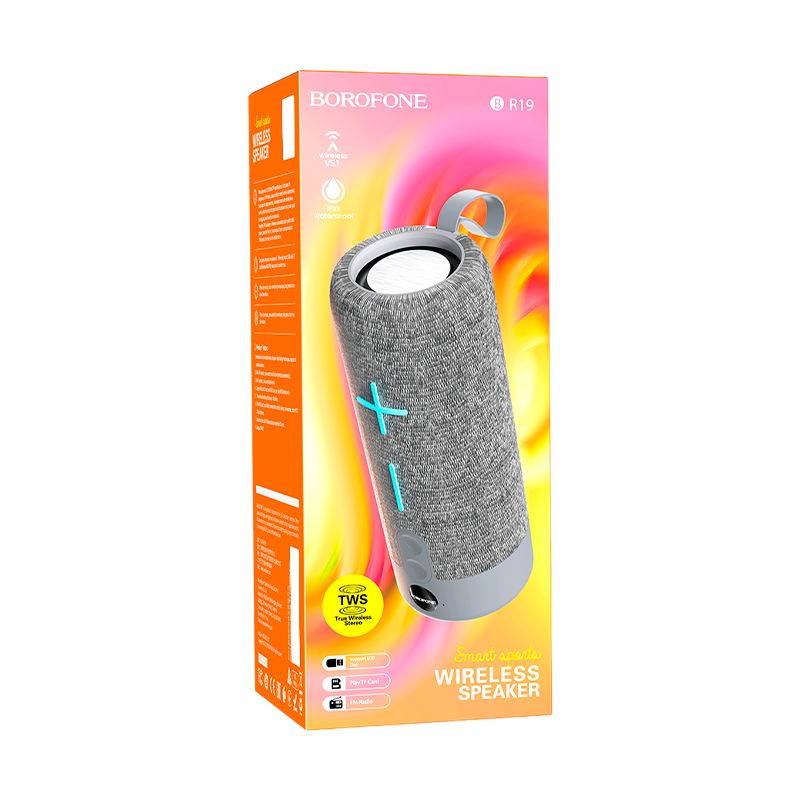 Портативная колонка Borofone BR19 bluetooth 5.1 microSD серый (1/50)