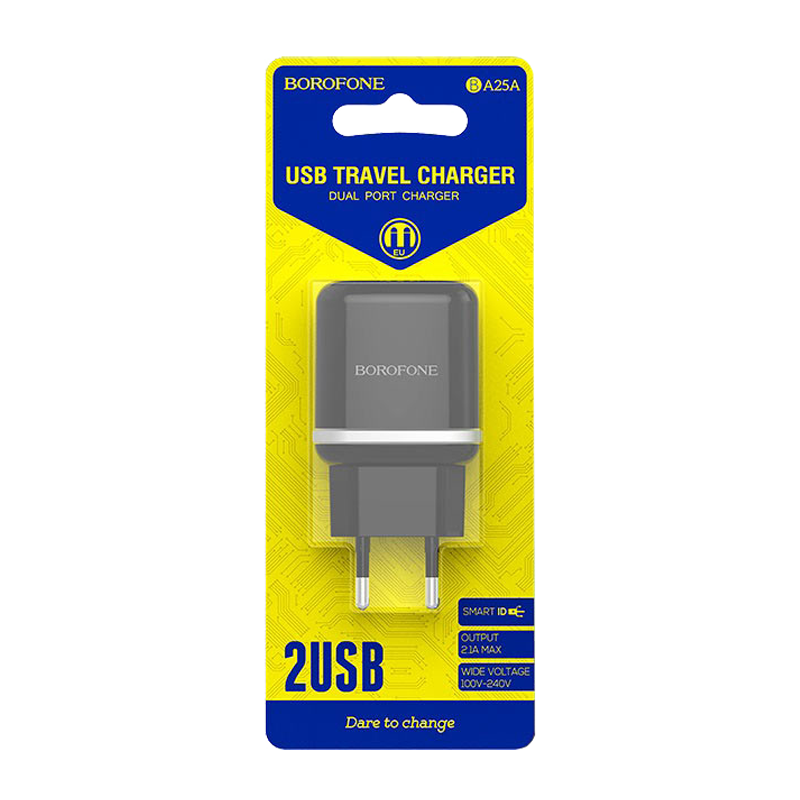 Сетевое З/У Borofone BA25A 2USB 2.1A черный (1/65/260)