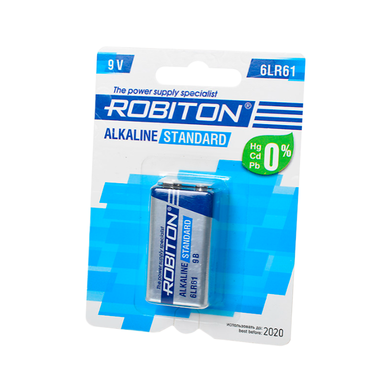 Батарейка ROBITON STANDARD 6LR61, 9V BL1 (10/240)