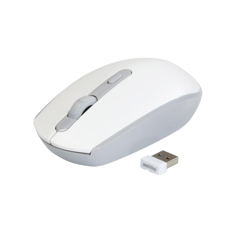 Мышь беспроводная Smartbuy 280AG классическая USB бесшумная белый серый (1/40)