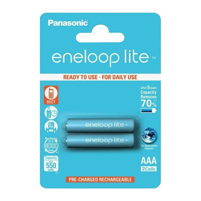 Аккумулятор предзаряженный RTU Panasonic HR03 AAA BL2 NI-MH eneloop lite 550mAh (2/20/240)