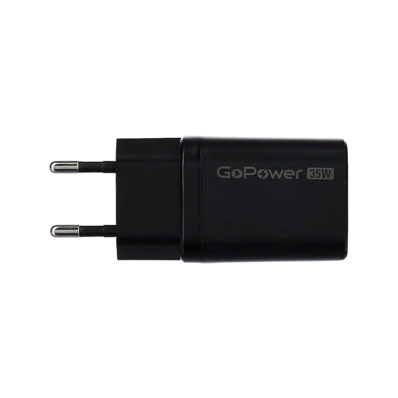 *Сетевое З/У GoPower GPQC09 1USB+1Type-C 35W QC3.0 GAN черный