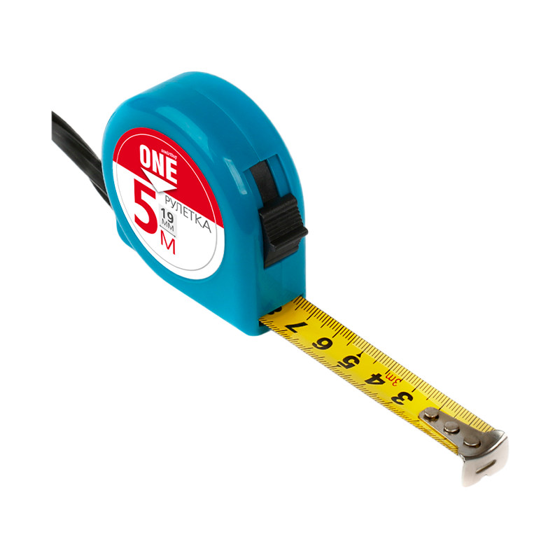 Рулетка измерительная Smartbuy ONE Tools 5м*19мм пластик фиксатор голубой (1/72)