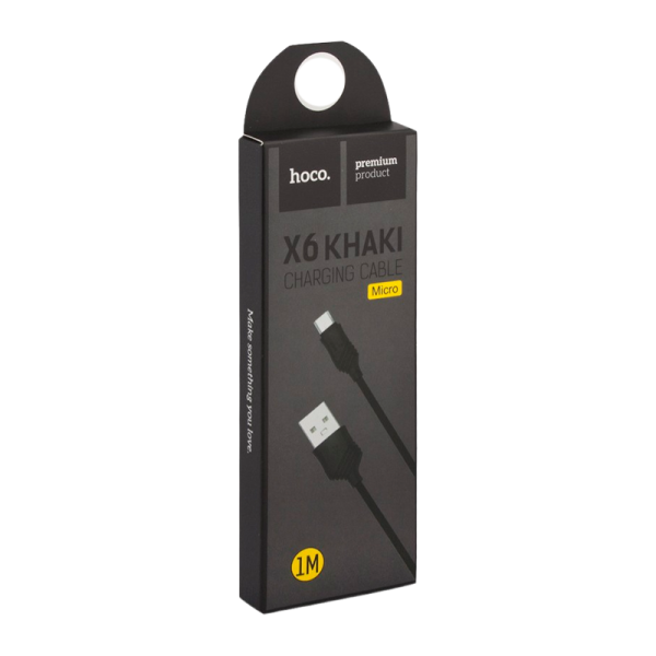 Кабель HOCO X6 USB (m)-microUSB (m) 1.0м 2.4A ПВХ черный (1/30/300)