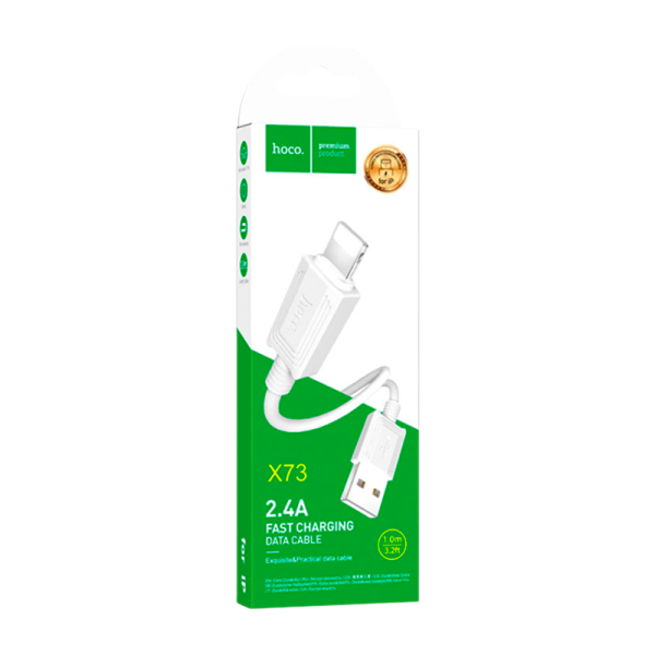 Кабель HOCO X73 USB (m)-Lightning (m) 1.0м 2.4A ПВХ белый (1/31/310)