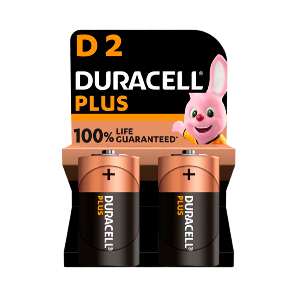 Батарейка Duracell Plus LR20 D BL2 Alkaline 1.5V