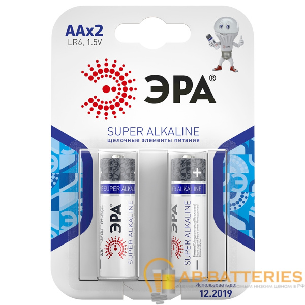 Батарейка ЭРА Super LR6 AA BL2 Alkaline 1.5V (2/40/320/15360)