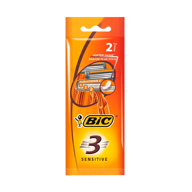 Бритва BIC "БИК 3 Sensitive" 3 лезвия пластиковая ручка 2шт. (1/20)