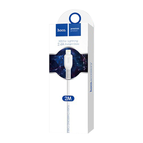 Кабель HOCO X20 USB (m)-Lightning (m) 2.0м 2.0A ПВХ белый (1/30/300)