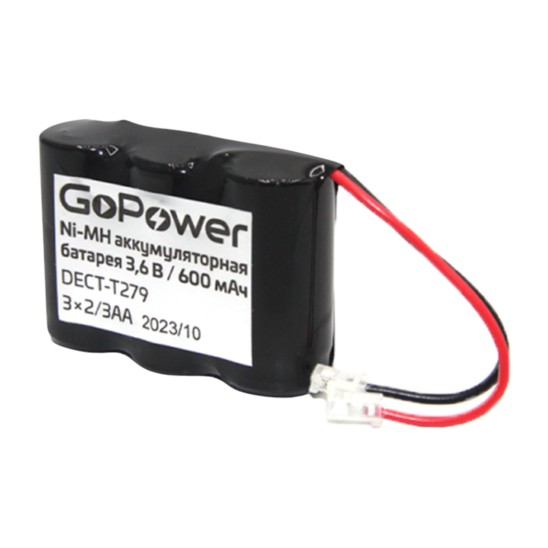 Аккумулятор для радиотелефонов GoPower T279 PC1 NI-MH 600mAh (1/15/180)