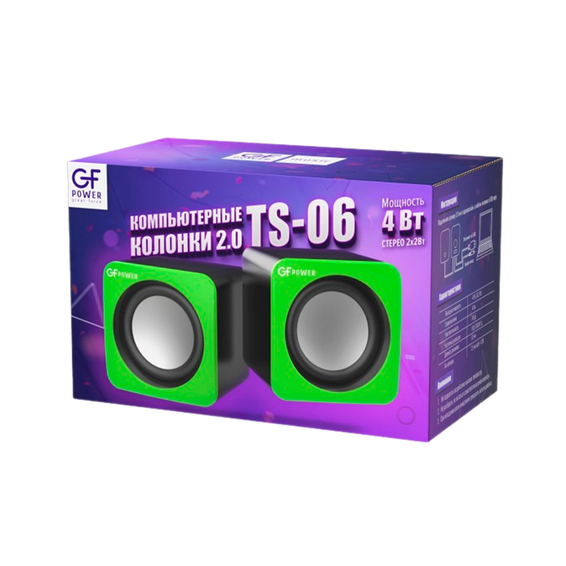 Колонки GFPower TS-06 4W зеленый (1/100)
