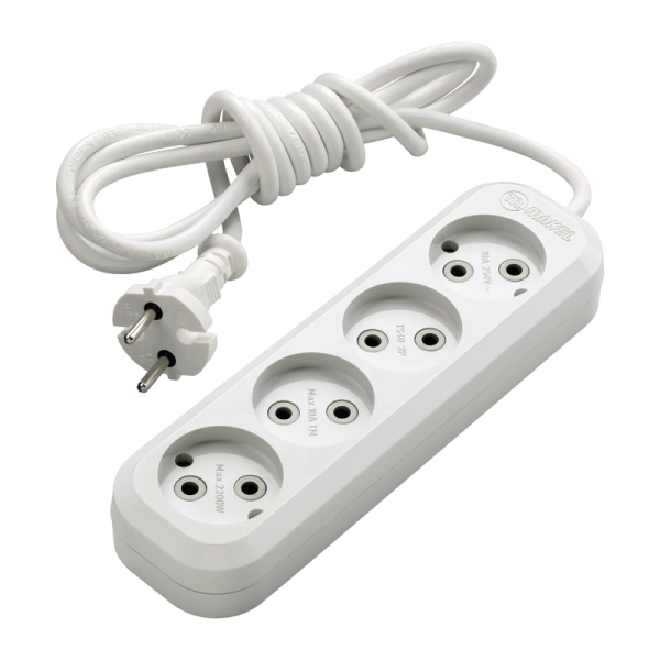 Удлинитель Makel 4р.Б/З 10A 3.0м 2x0.75мм² IP20 белый MGP143 (1/12)