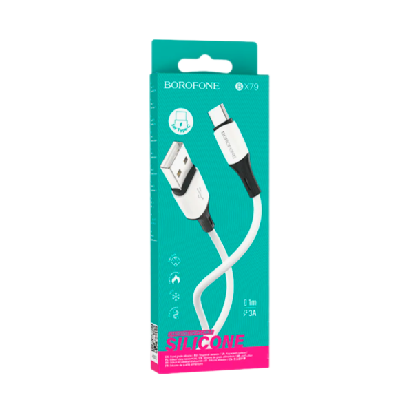Кабель Borofone BX79 USB (m)-Type-C (m) 1.0м 2.4A силикон белый (1/360)