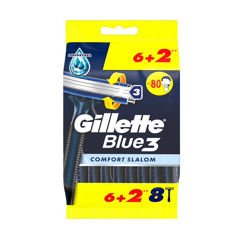 Бритва Gillette BLUE3 COMFORT Slalom 3 лезвия ENG 6+2шт. (1/6)