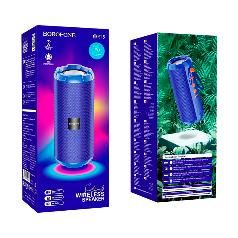 Портативная колонка Borofone BR15 bluetooth 5.0 microSD синий (1/50)