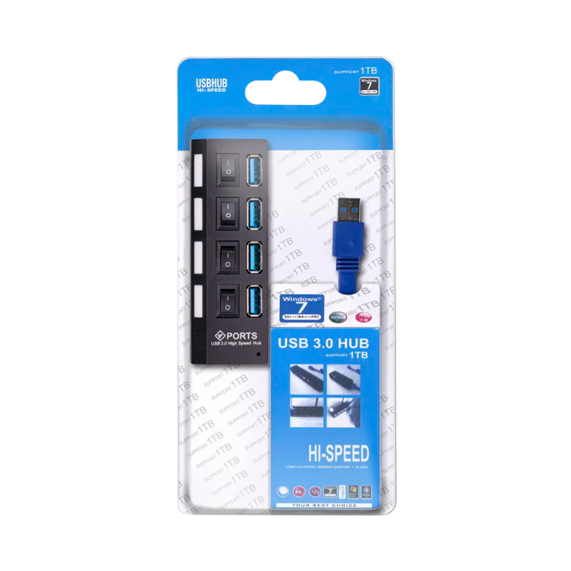 USB-Хаб Smartbuy 7304 4USB USB3.0 с выключателем черный