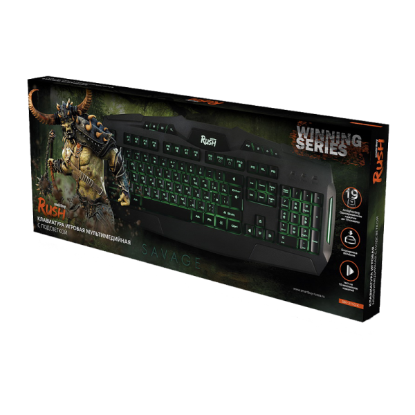 Клавиатура проводная Smartbuy 311 RUSH Savage игровая USB 1.5м черный (1/20)
