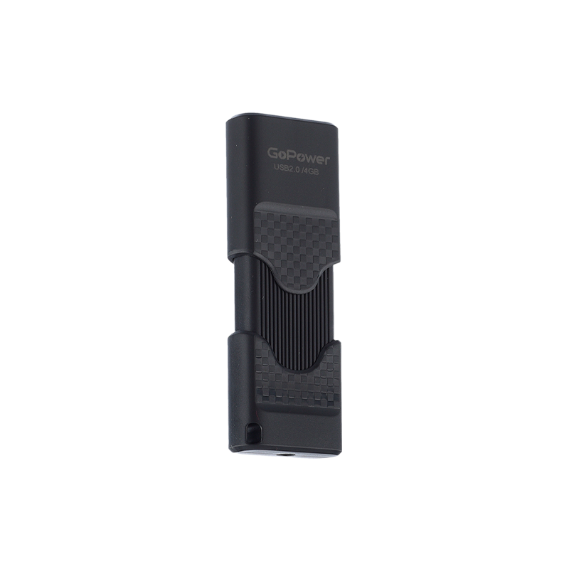 Флеш-накопитель GoPower SLIDER 4GB USB2.0 пластик черный матовый (1/50/1000)