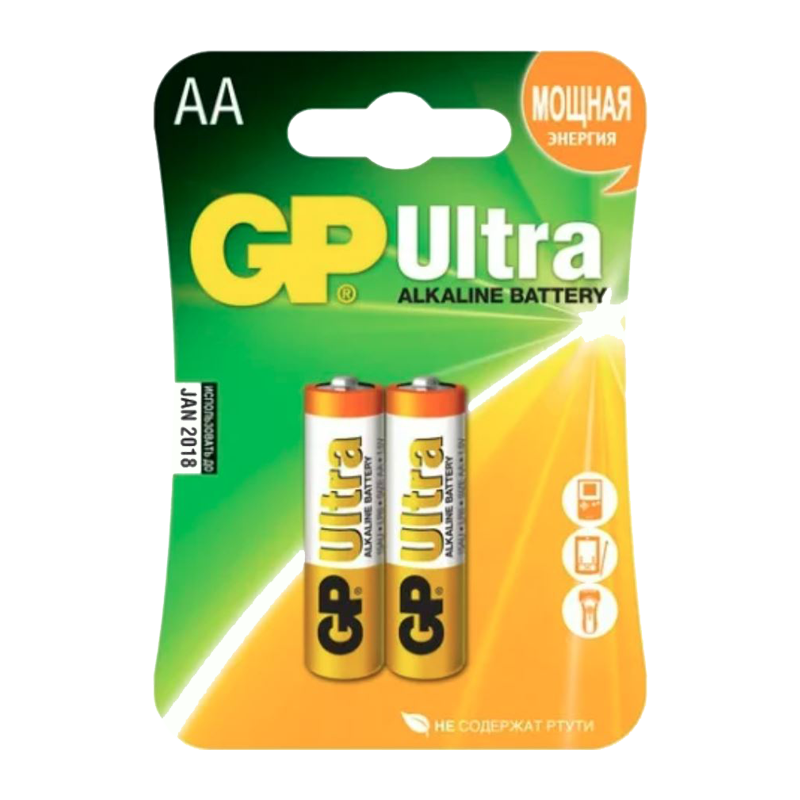 Батарейка GP ULTRA LR6 AA BL2 Alkaline 1.5V (2/20/80) R