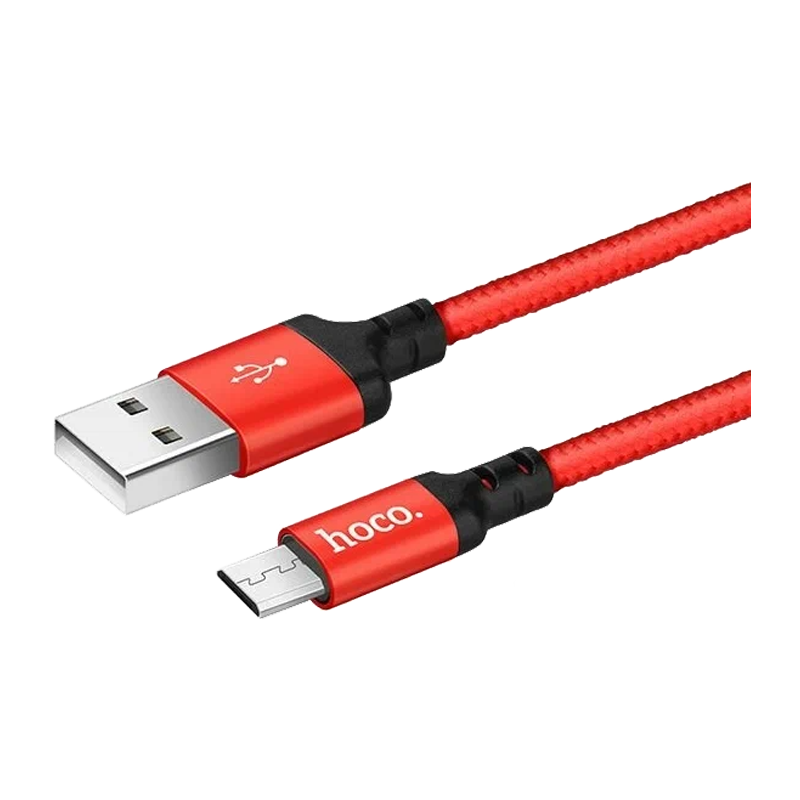 Кабель HOCO X14 USB (m)-microUSB (m) 1.0м 2.0A нейлон красный черный (1/33/330)