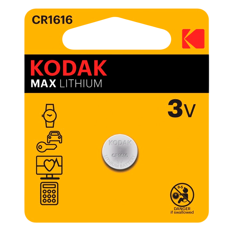 Батарейка Kodak MAX CR1616 BL1 Lithium 3V (1/60/240/50400)