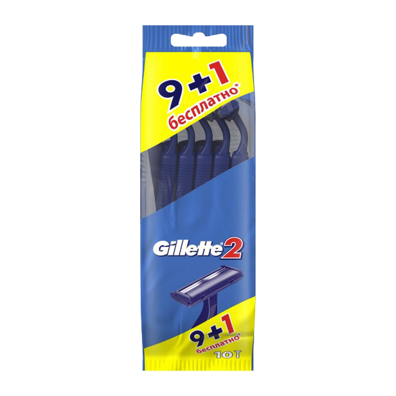 Бритва Gillette 2 лезвия пластиковая ручка 10шт. (1/12/72)
