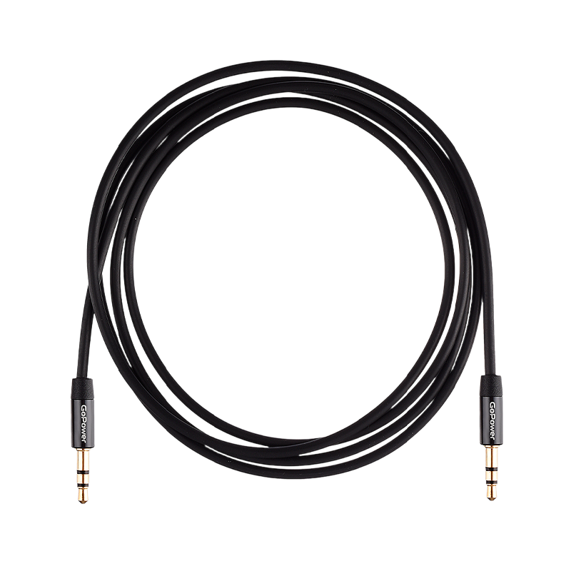 Кабель AUX GoPower Jack 3.5mm (m)-Jack 3.5mm (m) 1.5м TPE черный Premium Zip-Lock c подвесом (1/400)